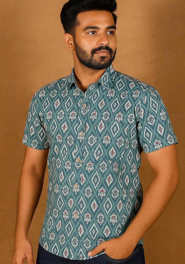 Geometric Print Shirt For Men's