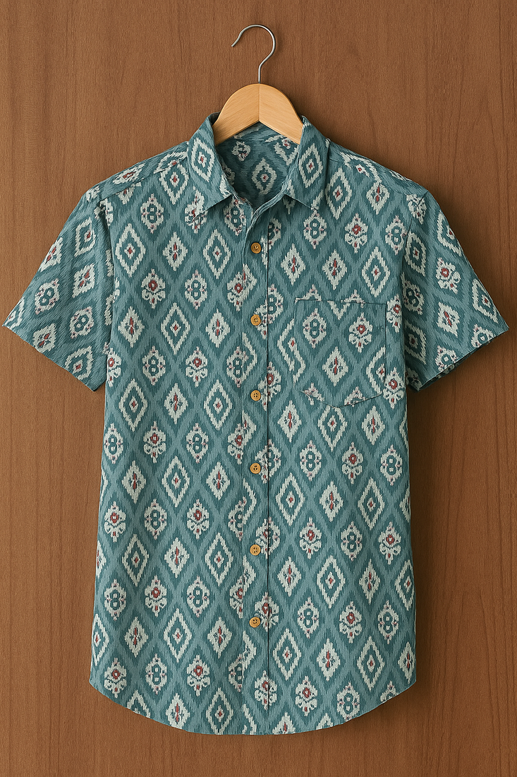 Geometric Print Shirt For Men's