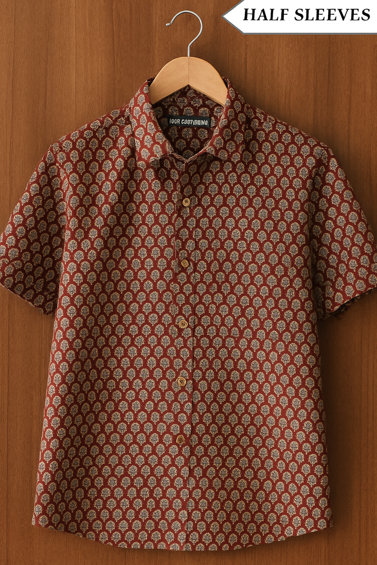 Maroon Print Shirt For Men's