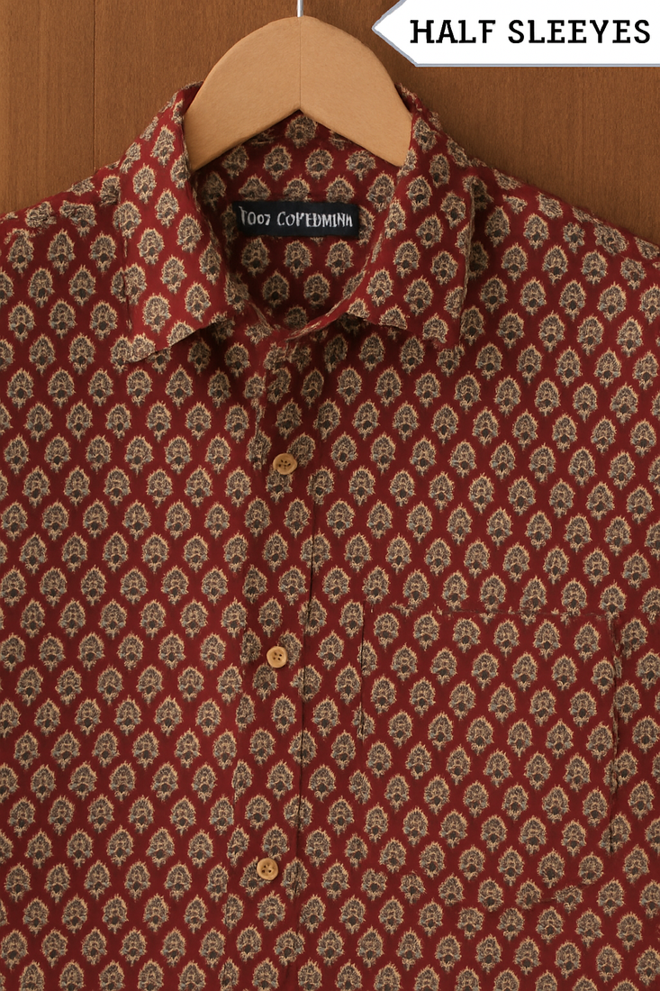 Maroon Print Shirt For Men's