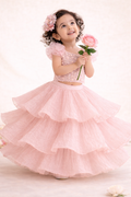Pink Bloom Layered Lehenga Set