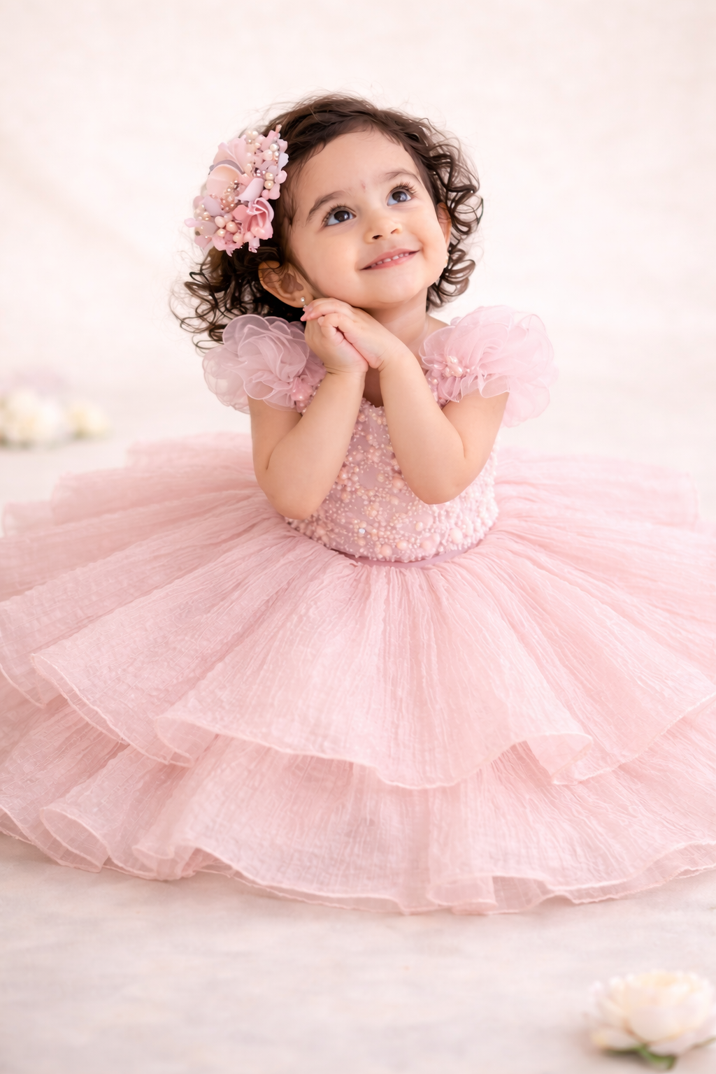 Pink Bloom Layered Lehenga Set