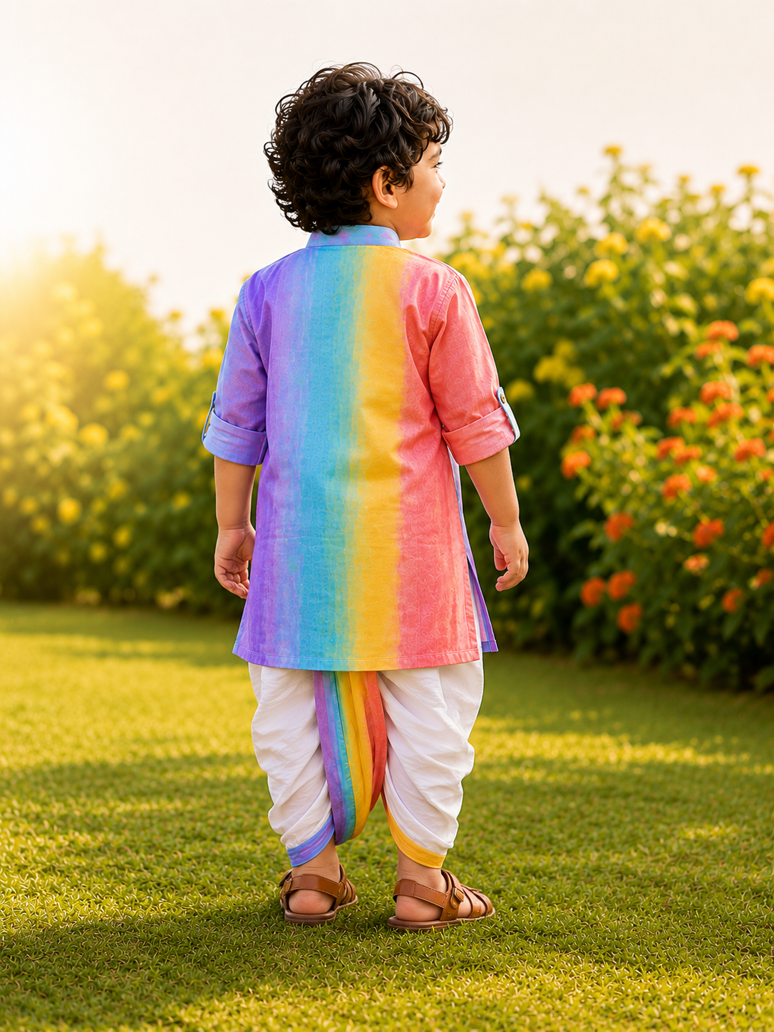 Rainbow Breeze Kurta Dhoti Set