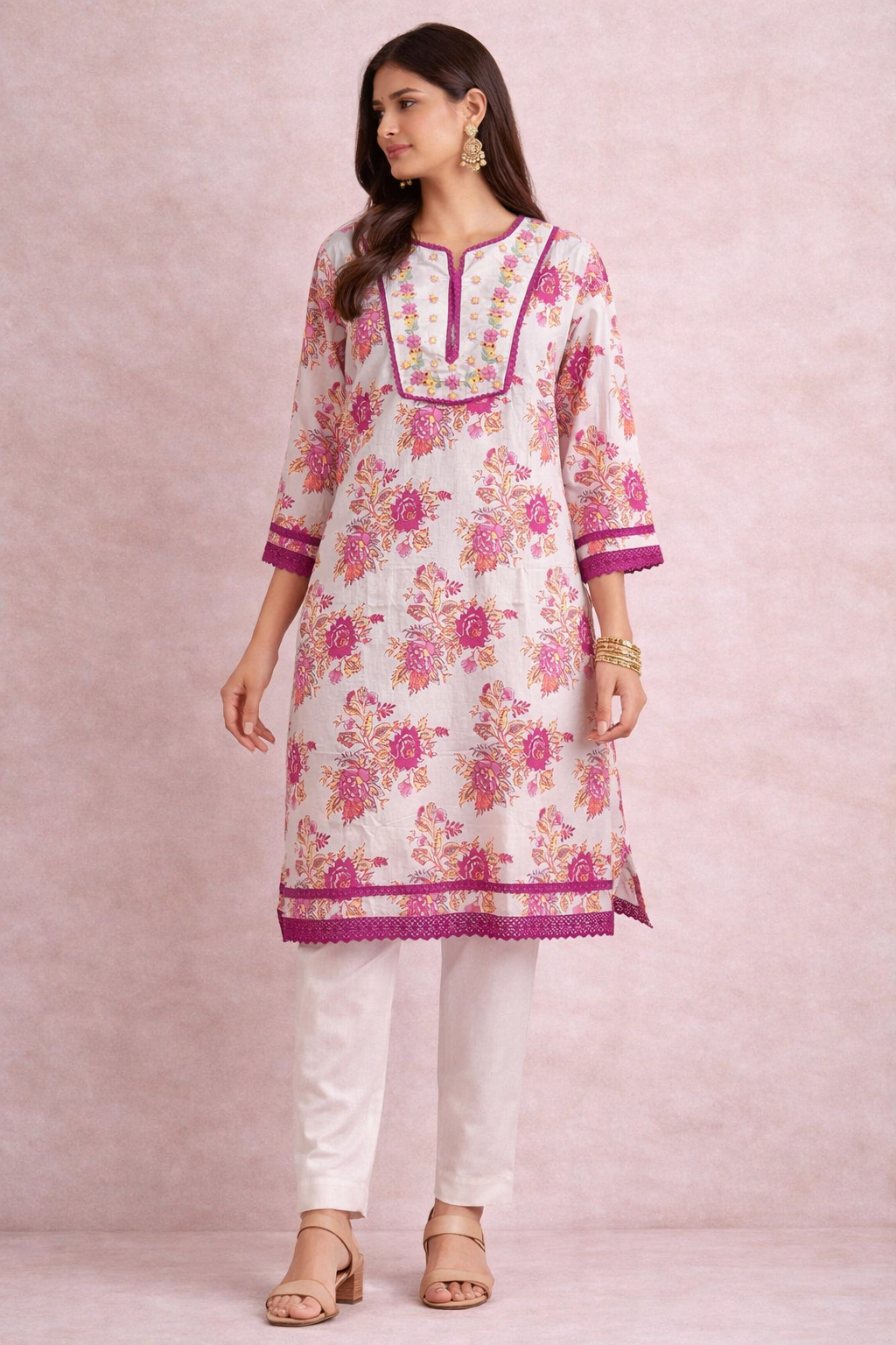 Floral Printed Cotton Kurta