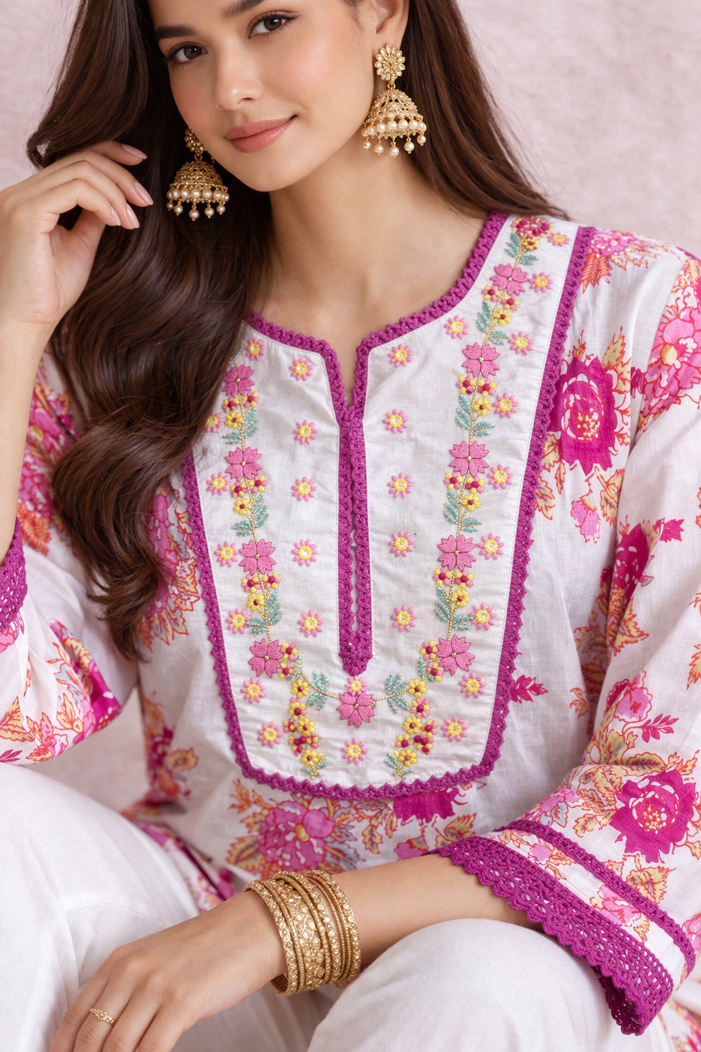 Floral Printed Cotton Kurta