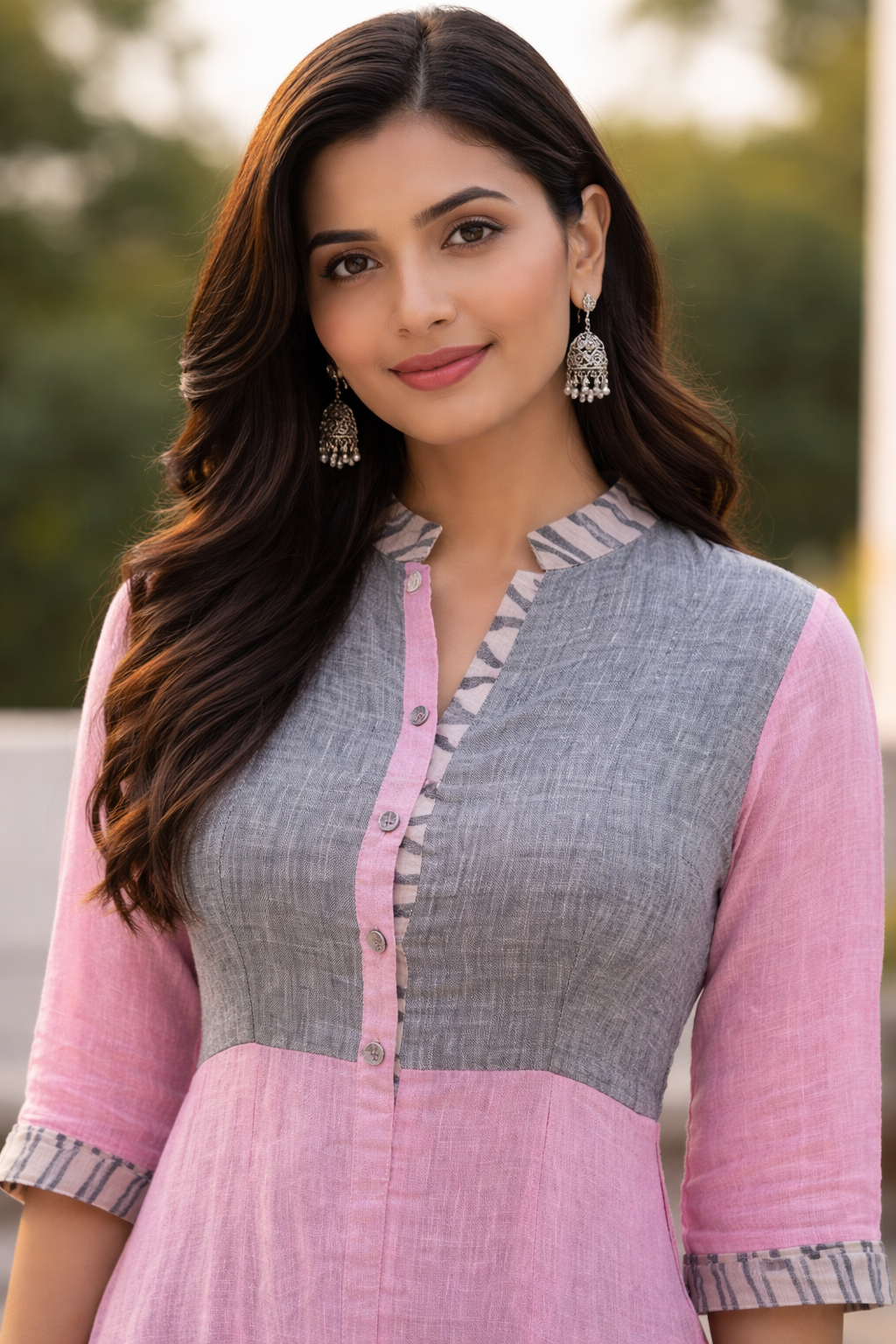 Pink Linen Long Dress