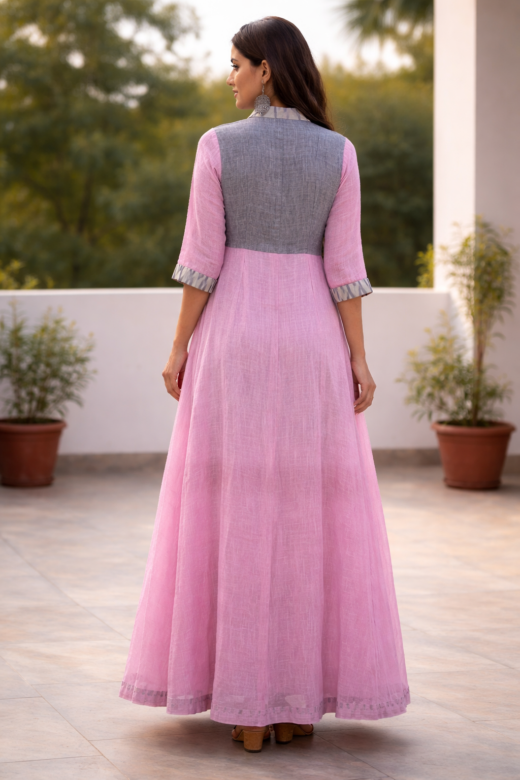 Pink Linen Long Dress