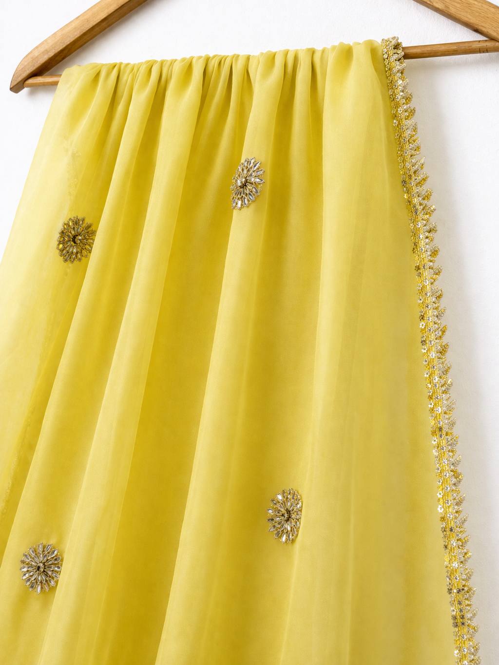 Yellow Dupatta With Gota Work