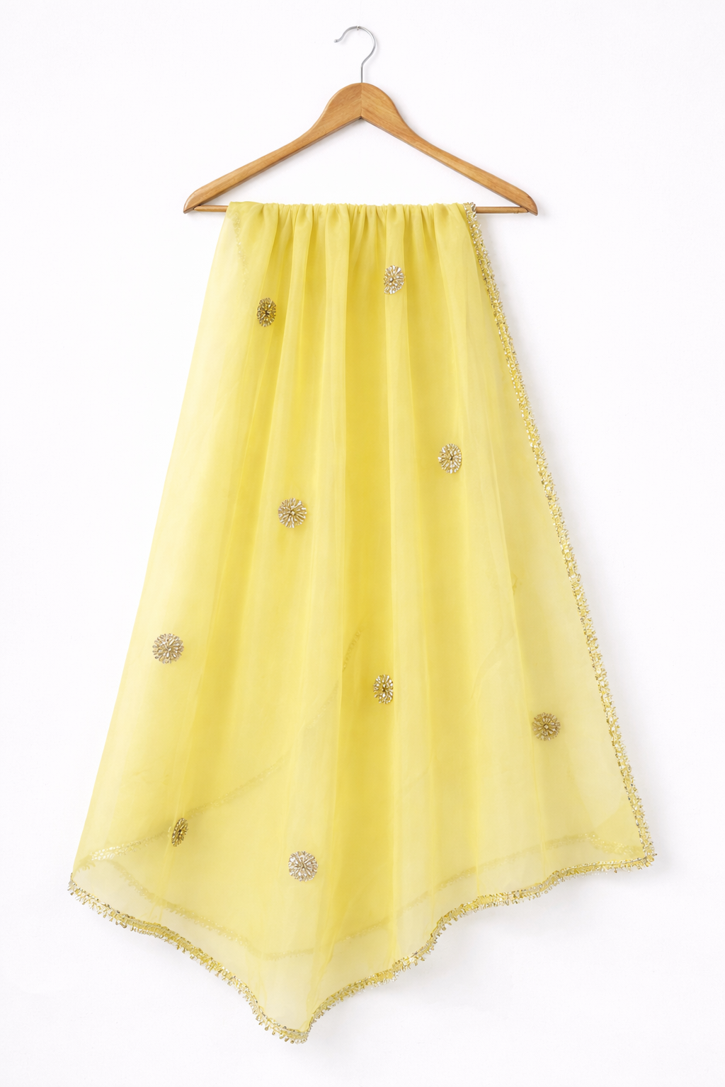 Yellow Dupatta With Gota Work