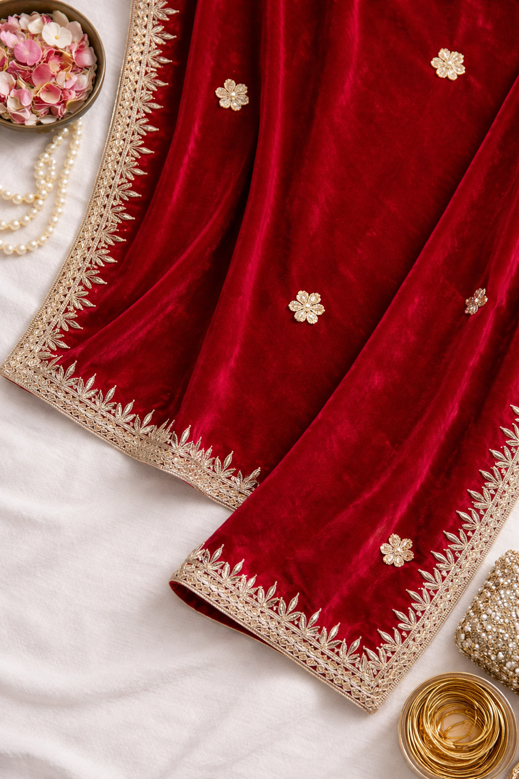 Red Velvet Gota Dupatta