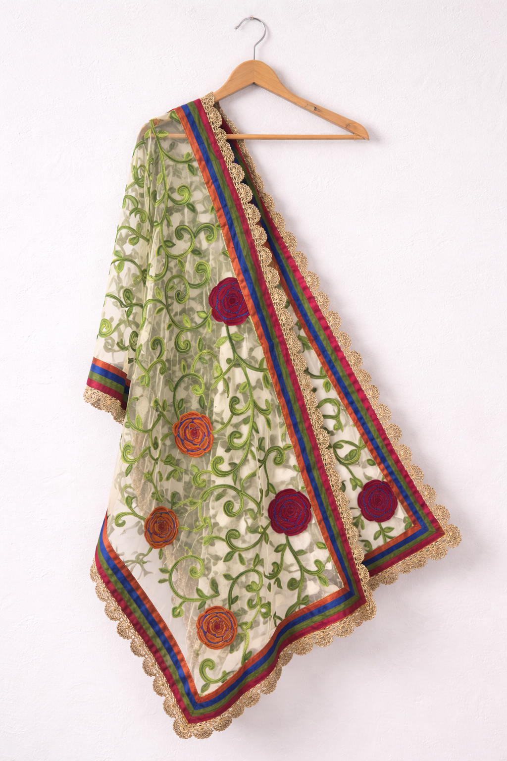 Green Embroidered Dupatta