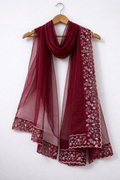 Maroon embroidered Dupatta