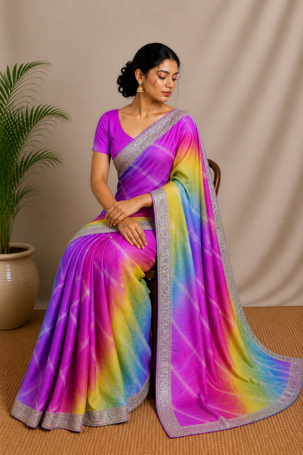 Lehariya Saree With Blouse