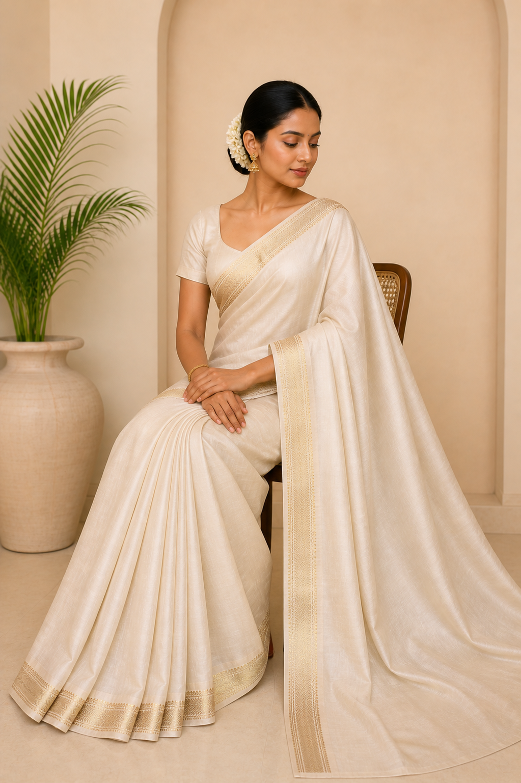 Pure Maheshwari Saree With Blouse