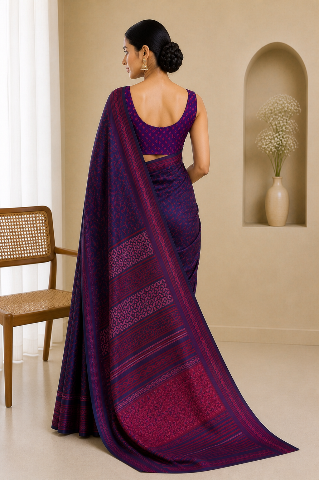Floral Block Printed Saree