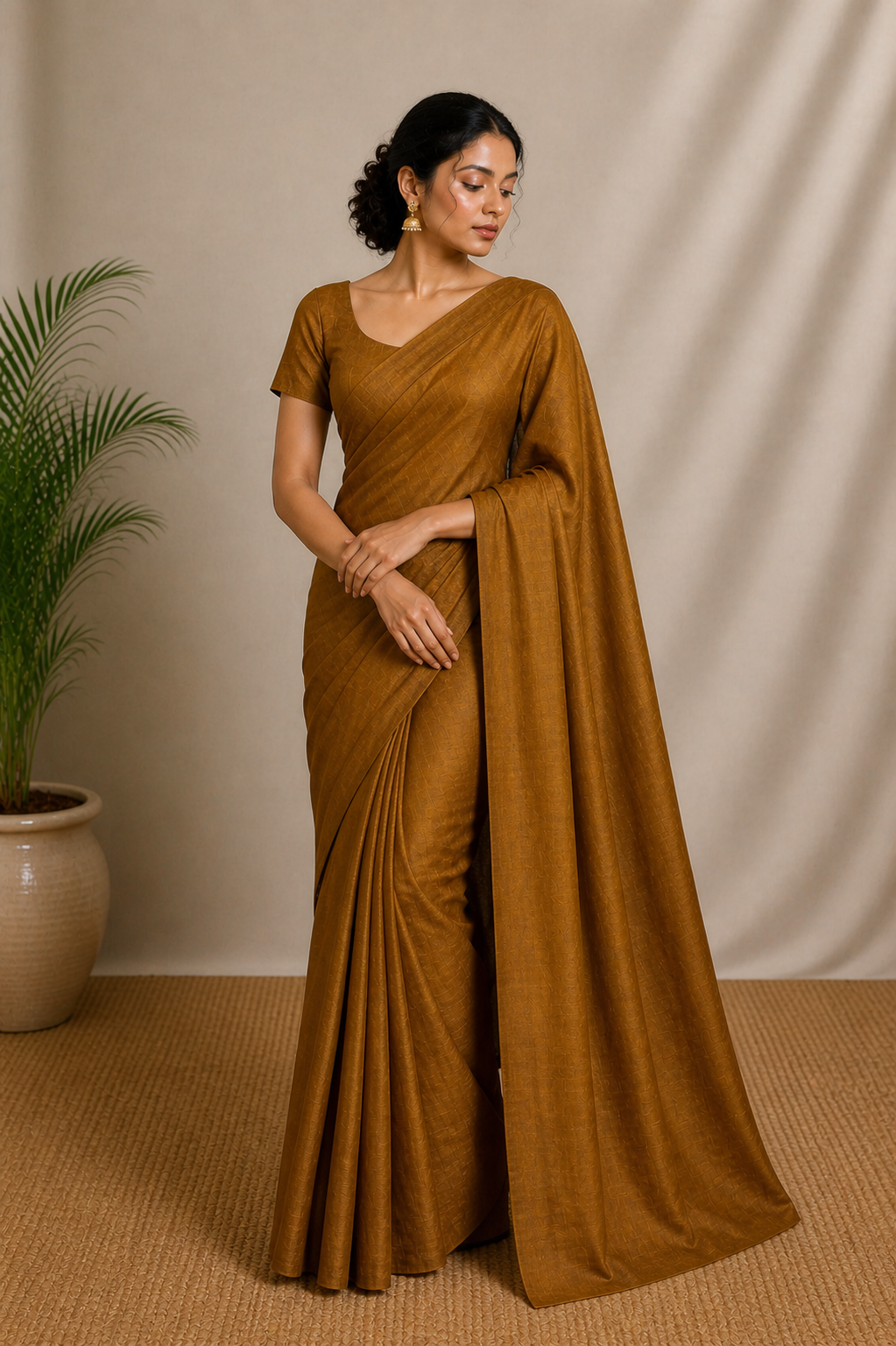 Gold Tissue Saree With Blouse