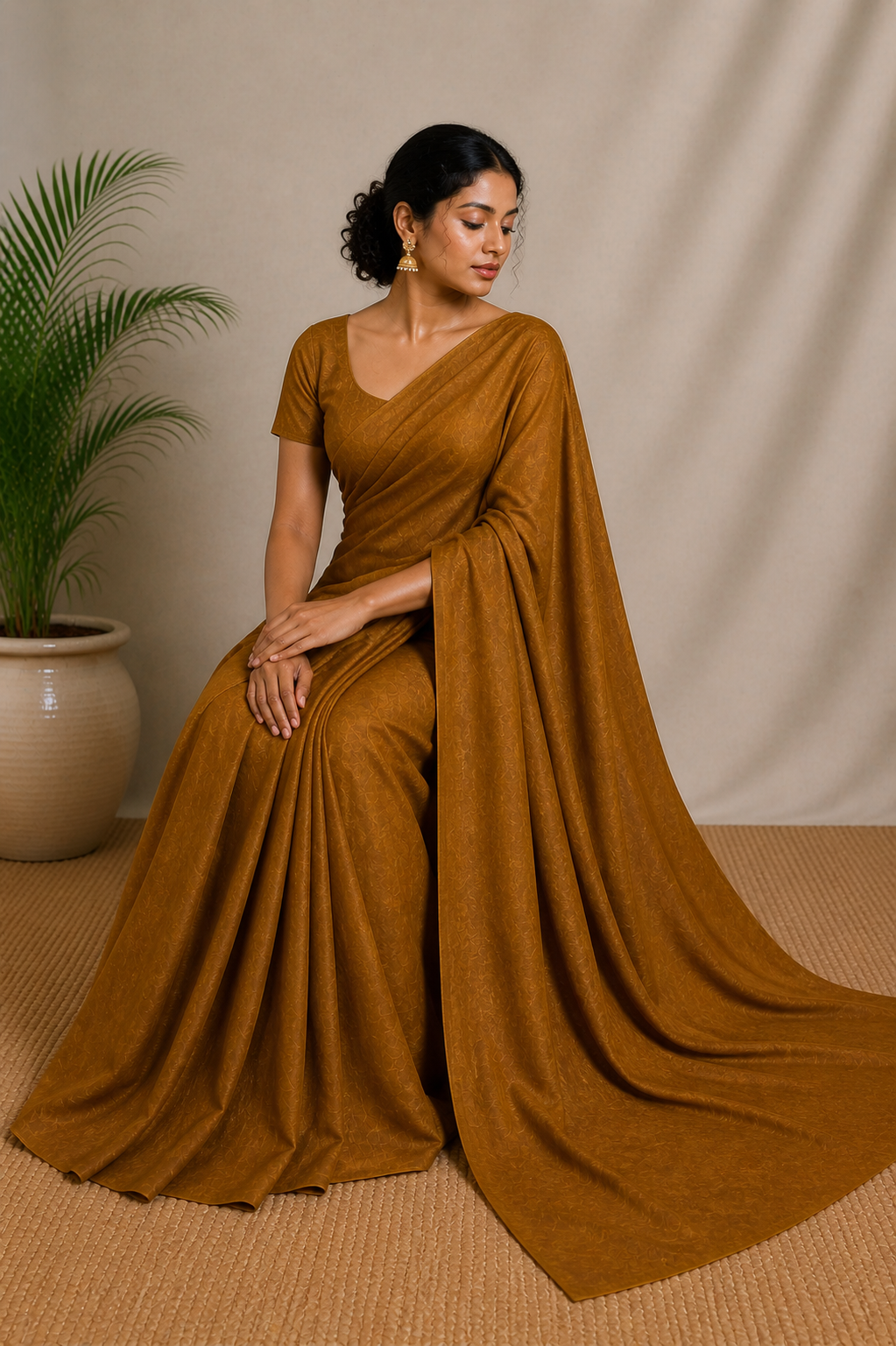 Gold Tissue Saree With Blouse