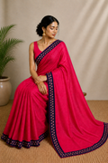 Solid Gulabi Saree with Border