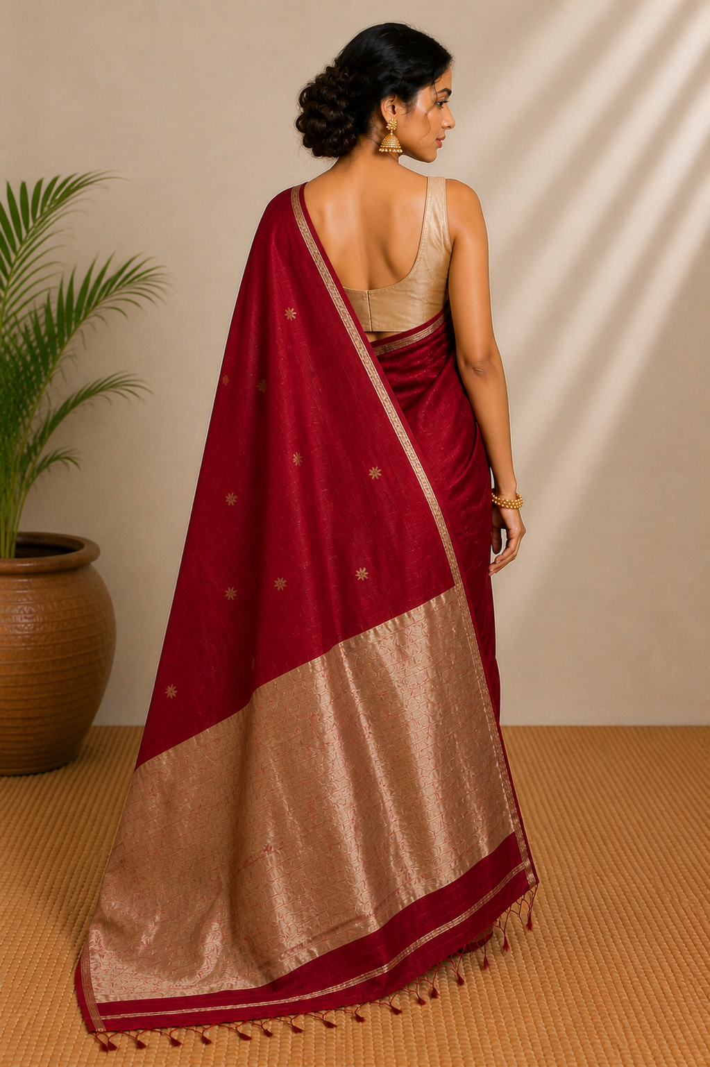 Pure Maheshwari Handloom Saree With Blouse