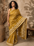 Embroidered Mustrad Saree With Blouse