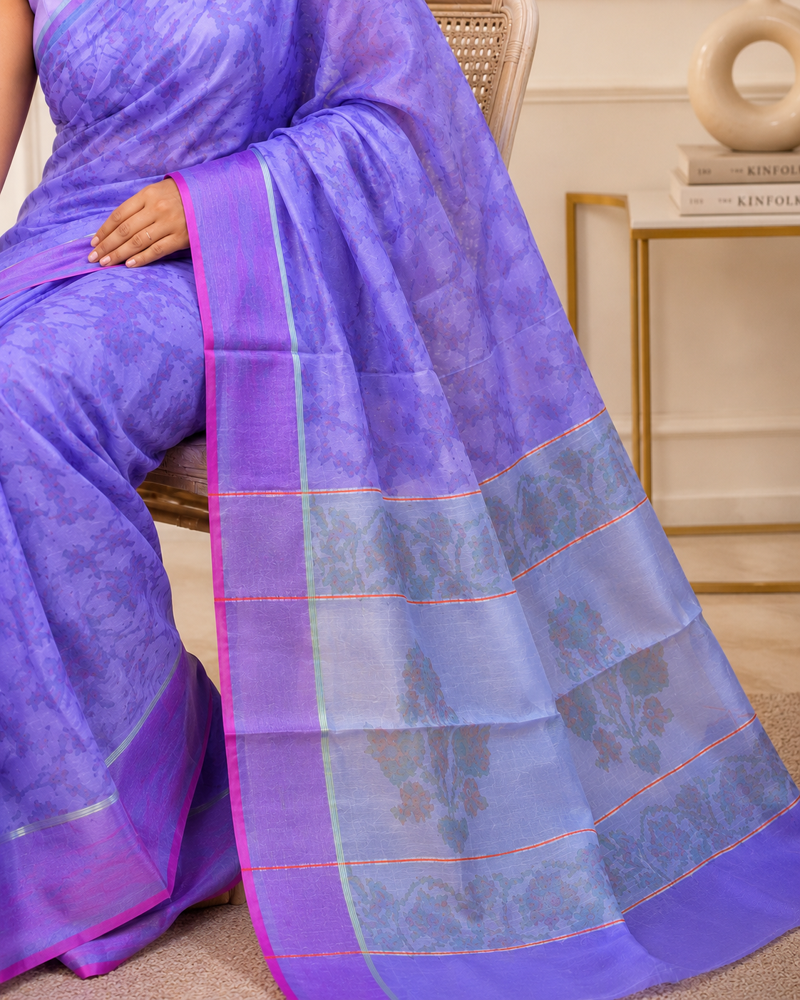 Self Woven Multicolor Saree With Blouse