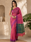 Self Woven Multicolor Saree With Blouse