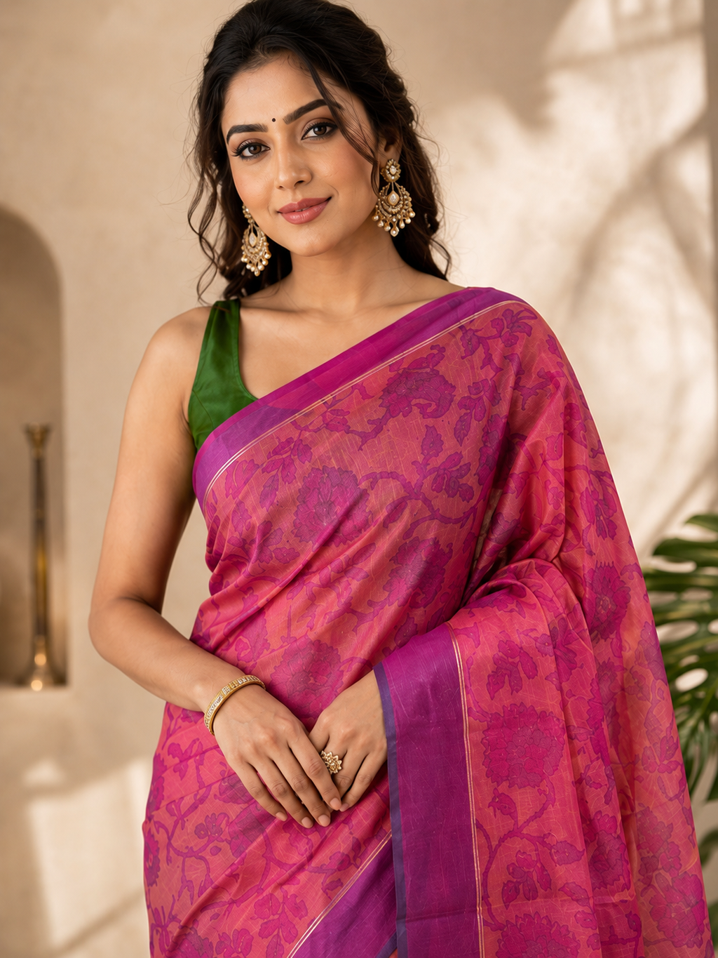 Self Woven Multicolor Saree With Blouse