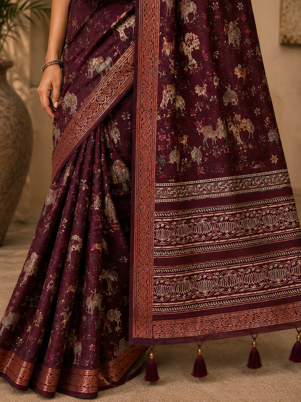 Saahi Printed Saree With Blouse