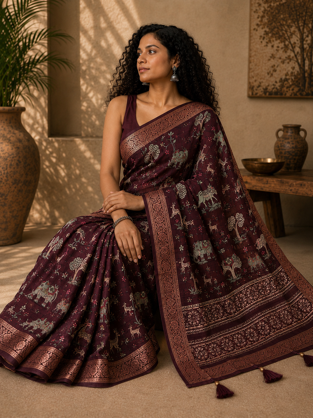 Saahi Printed Saree With Blouse