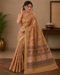 Saahi  Floral Peach Printed Saree With Blouse